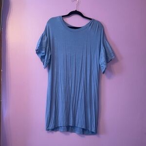 Blue Lace Sleeve Women's Dress